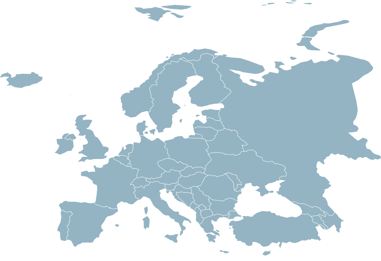 Map of Europe showing national borders